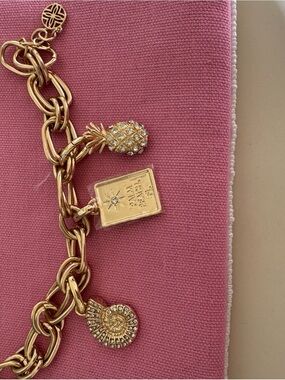 Lilly Pulitzer Gold Charm Bracelet with Nautilus Crystal Charm